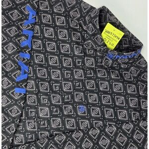 Ariat Shirt Mens Medium Black Geometric AOP Team Logo Twill L/S Button Down NWOT